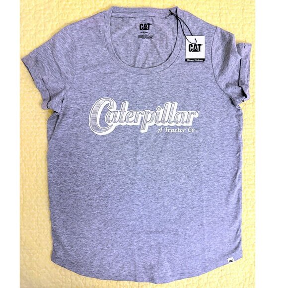 CATERPILLAR Official Women's Heather Grey Lily Short Sleeve Tee Size Small NWT - Picture 1 of 4